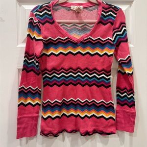 OP (Ocean Pacific) Pink Chevron Long Sleeve Top